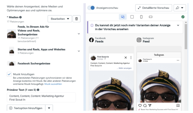 Ad-Erstellung im Facebook-Werbeanzeigenmanager